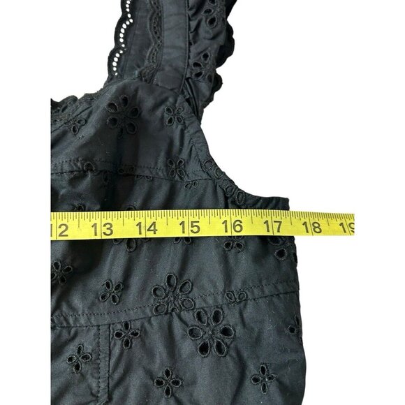 Gap Eyelet Flutter Sleeve Tank Top Women’s Sz L Black Buttons Cottagecore - Picture 5 of 7